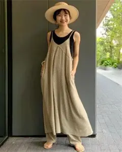 【極美品】スローブイエナ リラックスオールインワン サロペット F ブラック SLOBE IENA（スローブイエナ）の「《追加》リラックス