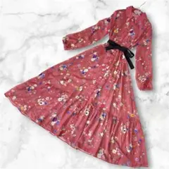 美品　エミリアウィズ　シアーチェックギャザーワンピース　ネイビー　S 美品 エミリアウィズ シアーチェックギャザーワンピース ネイビー S