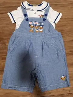 ミキハウス　ベアマリンオーバーオールL(90～100)&セーラーシャツ90cm