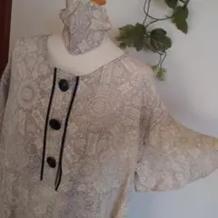 マスク付き♪正絹着物リメイクすっぽりワンピース＊フレアー袖