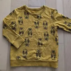 フェリシモ　フクロウ柄 トレーナー マスタードカラー　size100