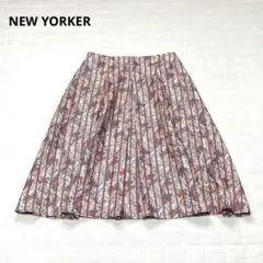【ニューヨーカー】膝丈スカート　ボタニカル　葉っぱ　総柄　9 M相当　日本製のサムネイル