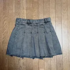 ダークグレー デニム プリーツスカート