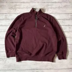 NAUTICAバーガンディ ハーフジップ トレーナー