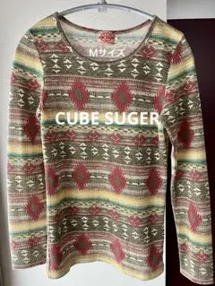 CUBE SUGAR キューブ シュガー ネイティブ柄 長袖Ｔシャツ　Mサイズ