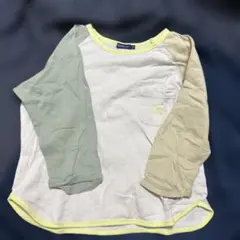 BEAMS mini 長袖カットソー グリーン/ベージュ