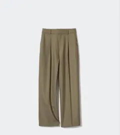 ユニクロ　タックワイドパンツ　M オリーブ