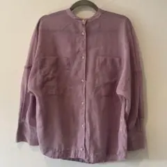 シアーシャツ 長袖 紫 シャツ Mサイズ
