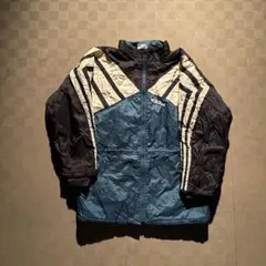 80s adidas archive ストライプナイロンジャケット緑白黒ジップ
