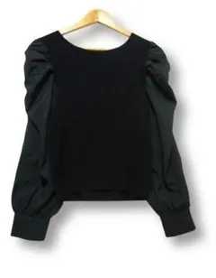 【未使用】INGNI イング 長袖リブニットセーター 襟切替 リボン 黒 M