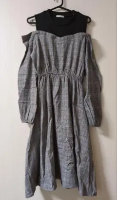 【 FUN 】長袖 膝丈ワンピース チェック フリーサイズ ライブ参戦服