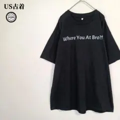 US古着　Tシャツ　USA直輸入　英字プリント　メッセージ　黒　ブラック　XL