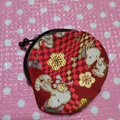 がま口小銭入れ／スヌーピー・花柄／ちりめん赤
