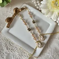 ♪❤️ 花　ガラスビーズ　春　メガネチェーン　メガネストラップ　ハンドメイド