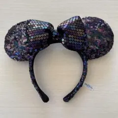 ディズニーカチューシャ 黒と紫のスパンコール