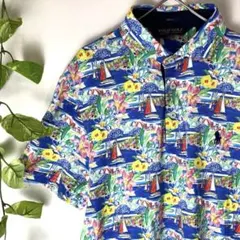 ラルフローレン ポロシャツ 海 ダイビング サメ ブルー カスタムスリム