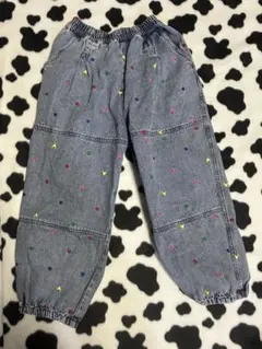 breezeミッキー 刺繍デニムパンツ　バルーンパンツ　ワイドパンツ