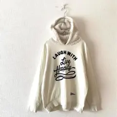 ☆【ピンクラテ】パーカー 綿混 フードボア 異素材 プリントデザイン 160