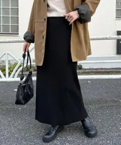 DISCOAT ディスコート　リブナロースカート　ブラック M