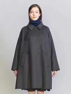 ネイビー ダブルブレスト リバーコート