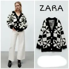 ZARA チェック柄カーディガン