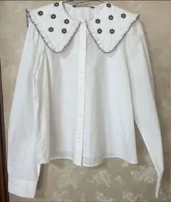 ZARA  エンブロイダリーポプリントップス　ブラウス　シャツ