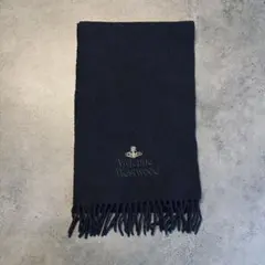 Vivienne Westwood 刺繍ロゴ　オーブ　ウール　マフラー　黒