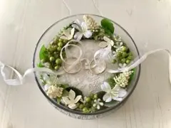 リングピロー　ガラスケース　ウエディング　ハンドメイド　小物入れ