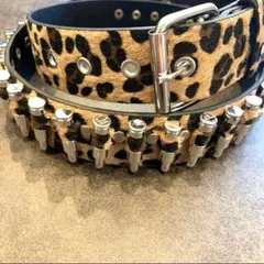 弾丸 ウエスタン ヒョウ柄 ベルト スタッズ 　y2k