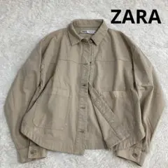 ZARA コットンデニム　オーバーサイズジャケット　ライトベージュ