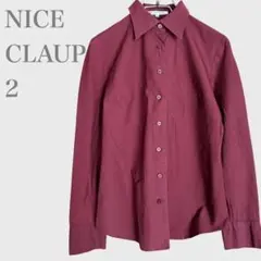 ナイスクラップ　コットンカジュアルシャツ　長袖　ボルドー　M シンプル