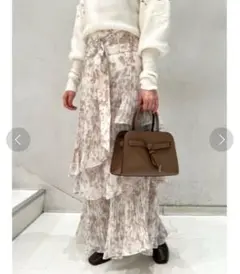 snidel サステナブルプリントプリーツティアードスカート アイボリー