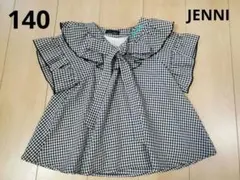 JENNI 140 ジェニィ　チェック フリルブラウス　黒　トップス