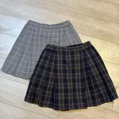 2枚セット売りユニクロ チェックミニスコート スカパン プリーツスカート 160