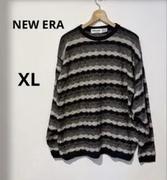 NEW ERA 【XL】ストライプ ニット セーター 薄手 メンズ 長袖のサムネイル