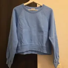 水色 クロップド丈 トレーナー