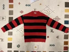 GLOBAL WORK 赤と黒のストライプ ニットセーター