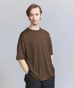 ビューティーアンドユース　メンズ　ウールTシャツ　ブラウン　M