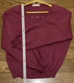 ワインレッド ニット　セーター 長袖　パール付　秋服　冬服　トップス