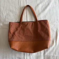 ハンドメイド⭐︎オレンジ系 トートバッグ キャンバス レザー　本革