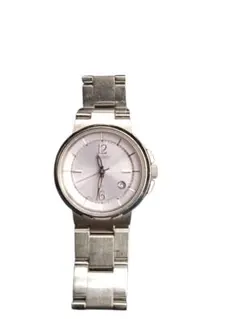 美品！SEIKOシルバー ステンレススチール 時計 ピンク文字盤 電池交換済み