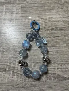 ハンドメイド スマホ ハンドストラップ 青