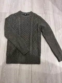 ブラウン　ケーブルニット セーター 長袖