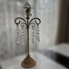 ヴィンテージ　クリスタル装飾のキャンドルホルダー
