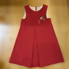 A GIRLS 赤色 ノースリーブワンピース サイズ112-120 秋冬