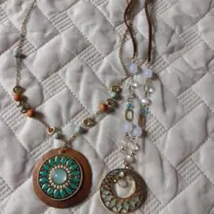 ターコイズ・ブラウン・レイヤードアクセサリー　2点