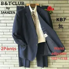 ♠【B＆TCLUB】✨美品　ビッグサイズ　2パンツスーツ　ネイビー　KB7　春夏のサムネイル