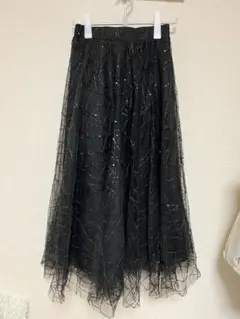 スパンコール付きチュールロングスカート