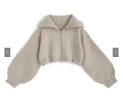 GRL ダブルジップウールミックスニットショート丈カーディガン