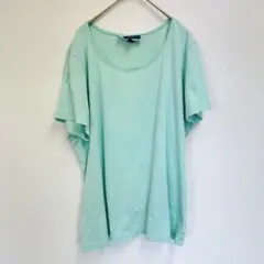 カレンスコット Tシャツ 丸首 半袖 無地 ゆったり 1X 緑 薄緑 デイリー
